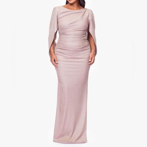 Betsy & Adam “Gracie” Galaxy Knit Glitter Draped Gown Women’s Sz 12 - Picture 1 of 7